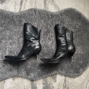 Vintage Harley Davidson Black Heeled Boots